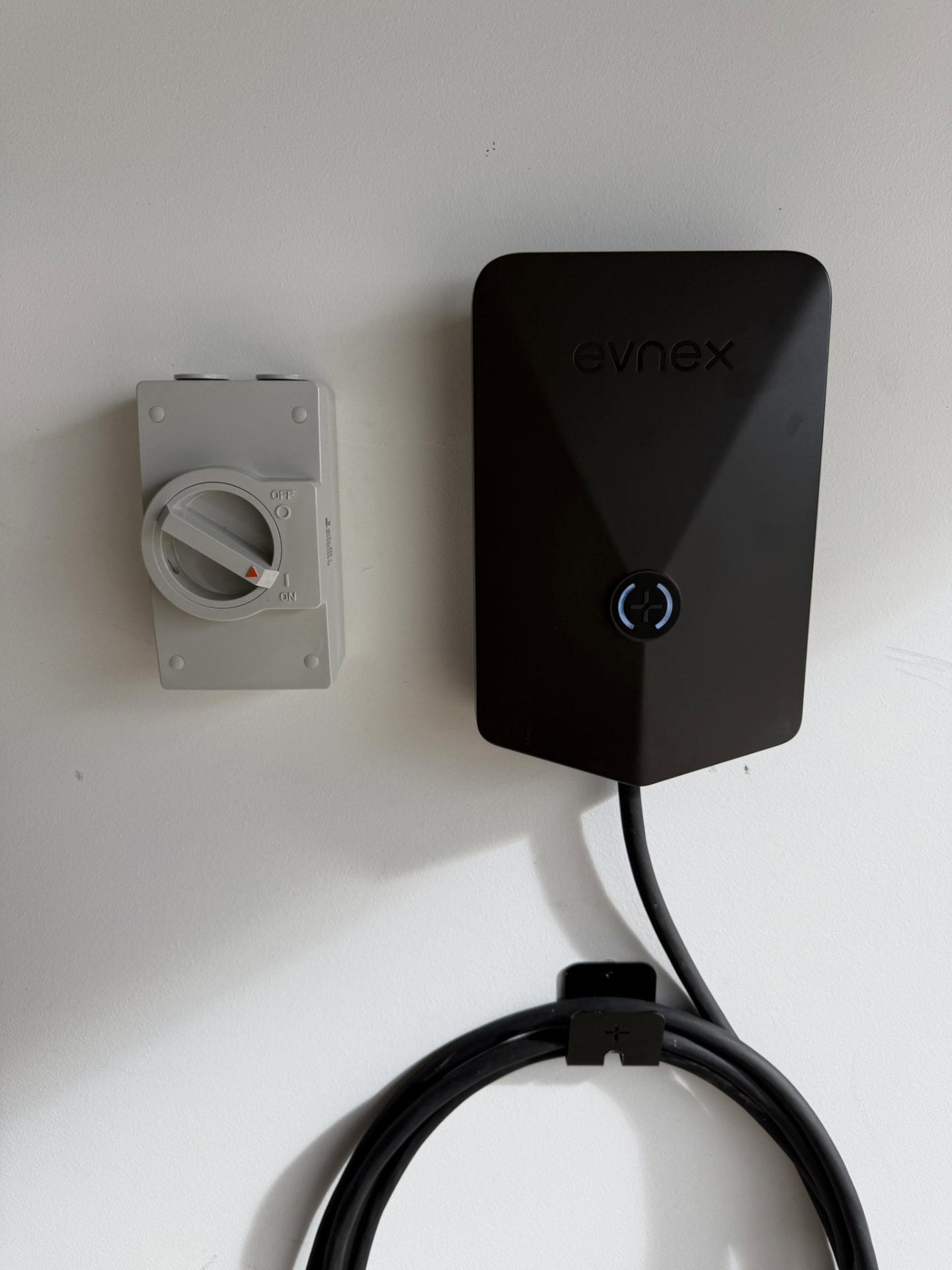 Evnex EV charger with isolator switch installed