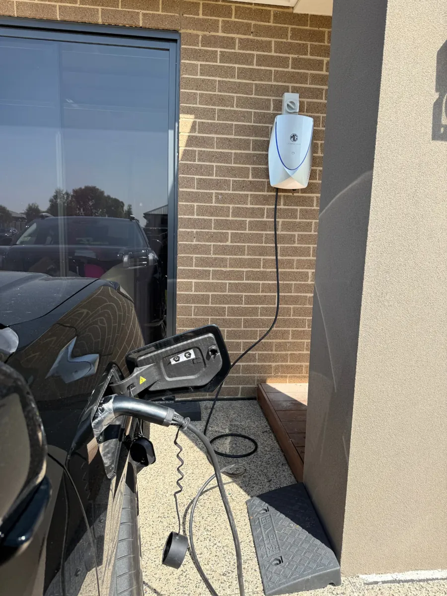 MG Charge Hub charging an electric car in a driveway